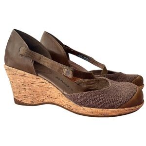 Teva Riviera Shoes Brown, Mary Jane Cork Wedge  Sandals. Size 8